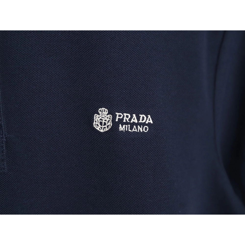 Prada embroidered drawstring hem Polo short sleeve TSK1,Prada