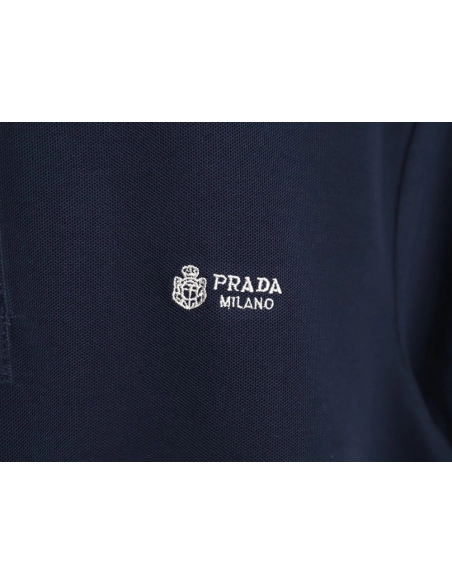 Prada embroidered drawstring hem Polo short sleeve TSK1,Prada