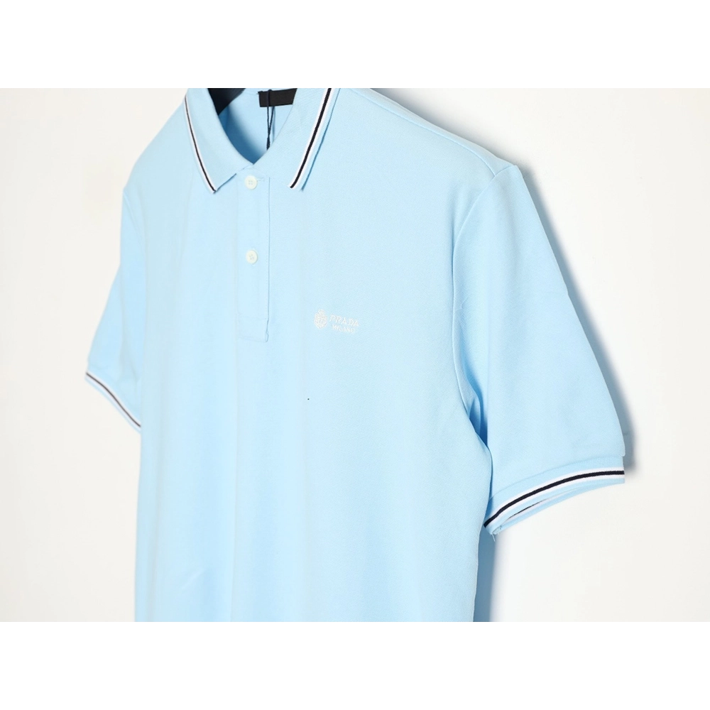 Prada embroidered drawstring hem Polo short sleeve,Prada