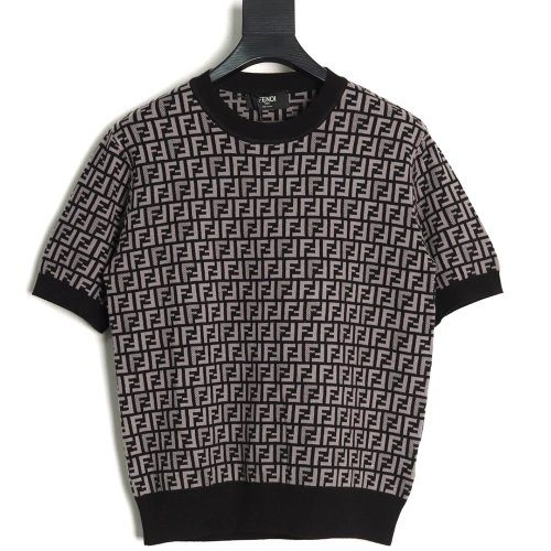 Fendi All-Over FF Jacquard Knit Short-Sleeve T-Shirt TSK1,Fendi