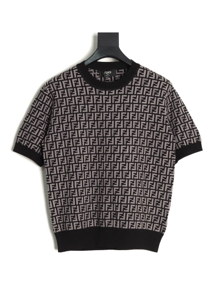 Fendi All-Over FF Jacquard Knit Short-Sleeve T-Shirt TSK1,Fendi