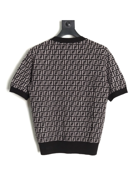 Fendi All-Over FF Jacquard Knit Short-Sleeve T-Shirt TSK1,Fendi