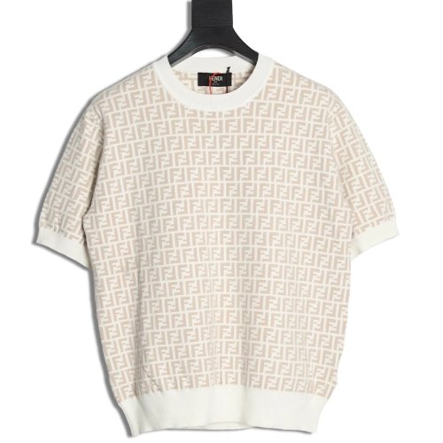 Fendi All-Over FF Jacquard Knit Short-Sleeve T-Shirt,Fendi
