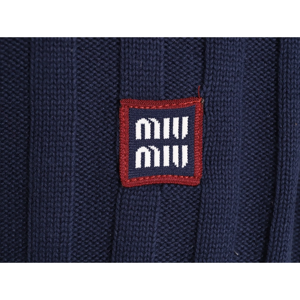 Miu Miu Logo Preppy Short-Sleeve Knit Sweater TSK1,Miu Miu