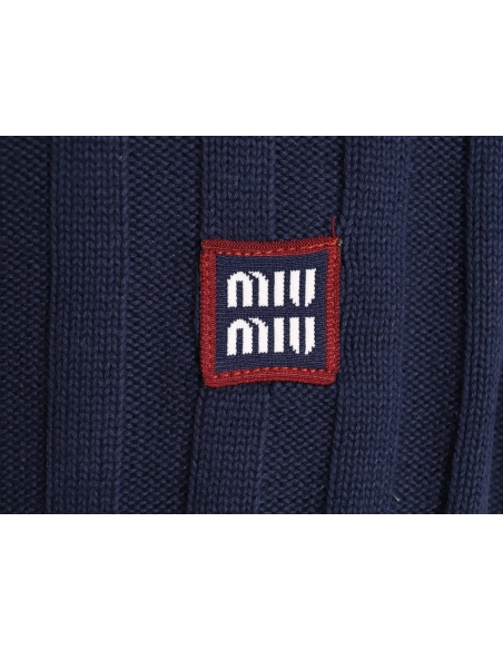 Miu Miu Logo Preppy Short-Sleeve Knit Sweater TSK1,Miu Miu