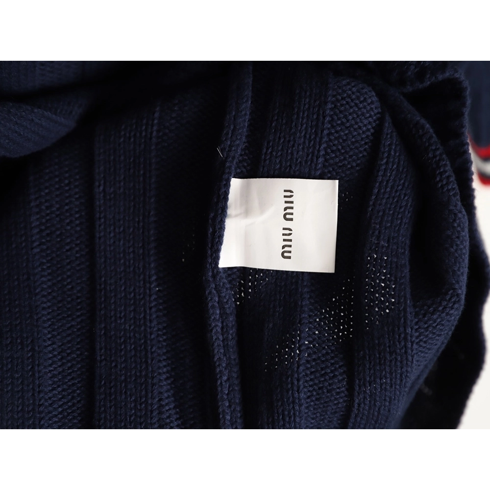 Miu Miu Logo Preppy Short-Sleeve Knit Sweater TSK1,Miu Miu