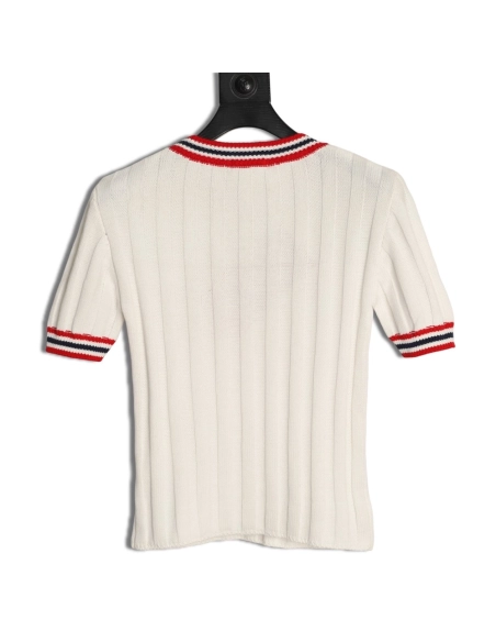 Miu Miu Logo Preppy Short-Sleeve Knit Sweater,Miu Miu