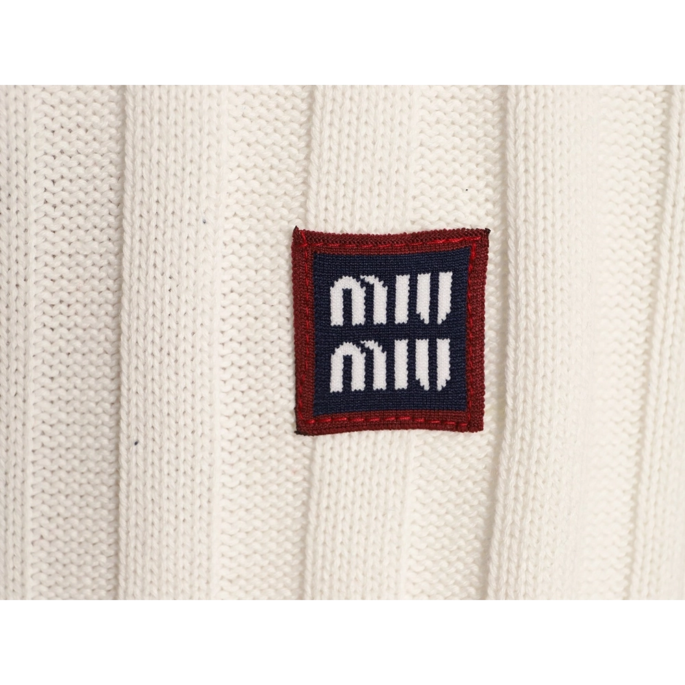 Miu Miu Logo Preppy Short-Sleeve Knit Sweater,Miu Miu