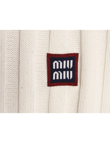 Miu Miu Logo Preppy Short-Sleeve Knit Sweater,Miu Miu