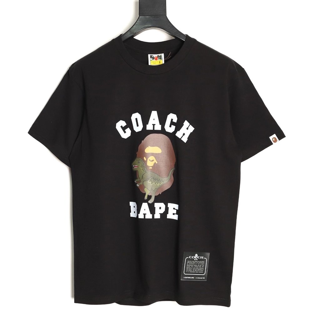 BAPE COACH Collaboration Dinosaur and Ape Head Print Short-Sleeve T-Shirt TSK1,Bape
