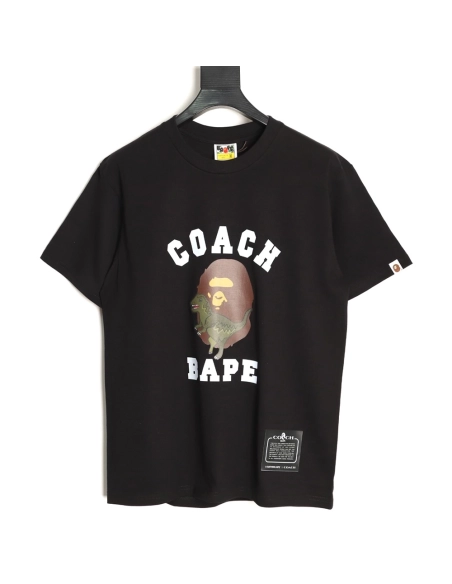 BAPE COACH Collaboration Dinosaur and Ape Head Print Short-Sleeve T-Shirt TSK1,Bape