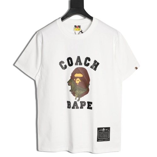 BAPE COACH Collaboration Dinosaur and Ape Head Print Short-Sleeve T-Shirt,Bape