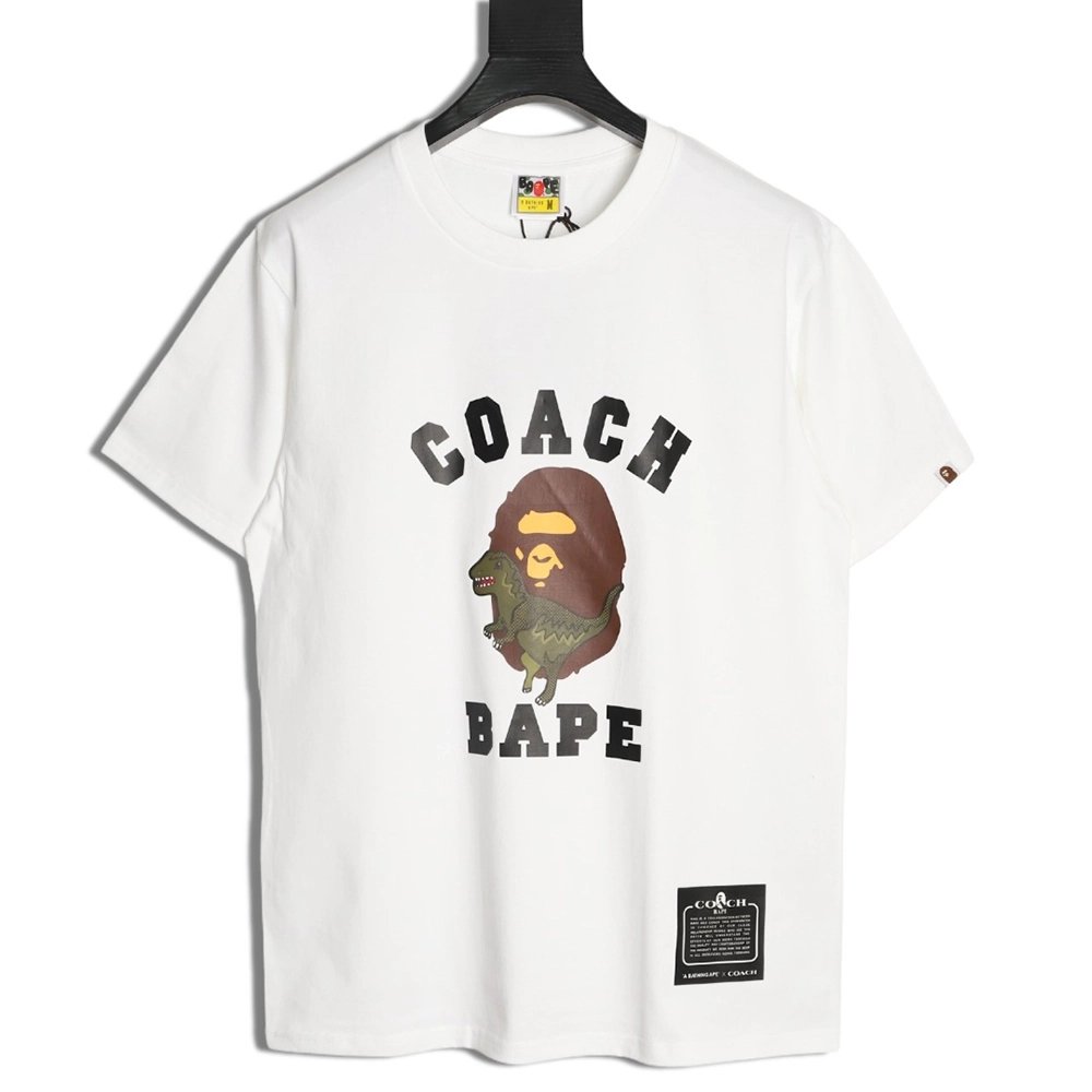BAPE COACH Collaboration Dinosaur and Ape Head Print Short-Sleeve T-Shirt,Bape