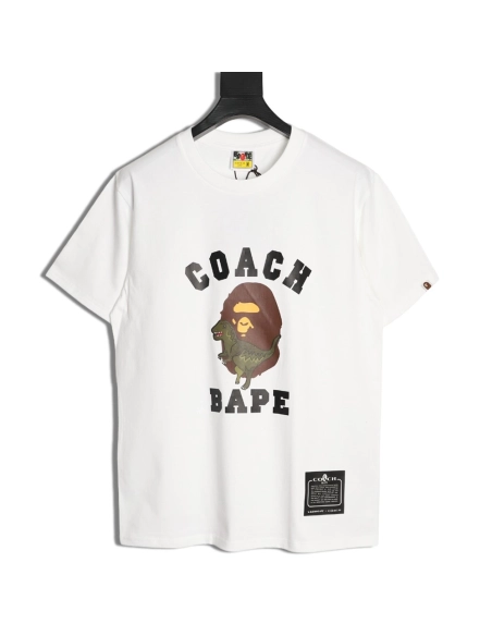 BAPE COACH Collaboration Dinosaur and Ape Head Print Short-Sleeve T-Shirt,Bape