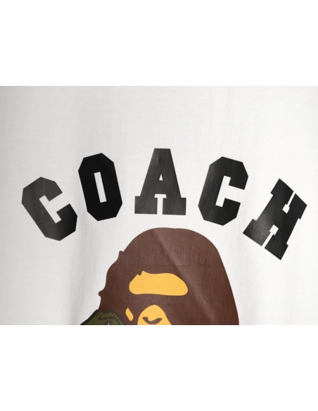 BAPE COACH Collaboration Dinosaur and Ape Head Print Short-Sleeve T-Shirt,Bape
