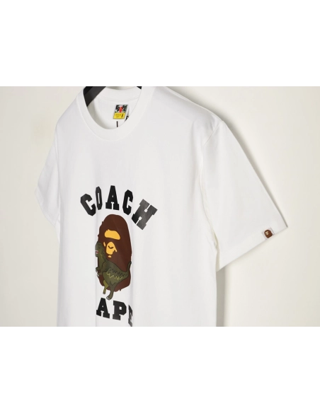 BAPE COACH Collaboration Dinosaur and Ape Head Print Short-Sleeve T-Shirt,Bape
