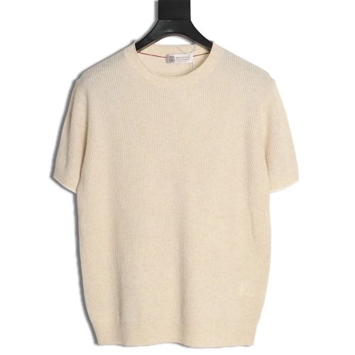 Brunello Cucinelli Round Neck Ribbed Neck Long Sleeve Knit Sweater,Brunello Cucinelli
