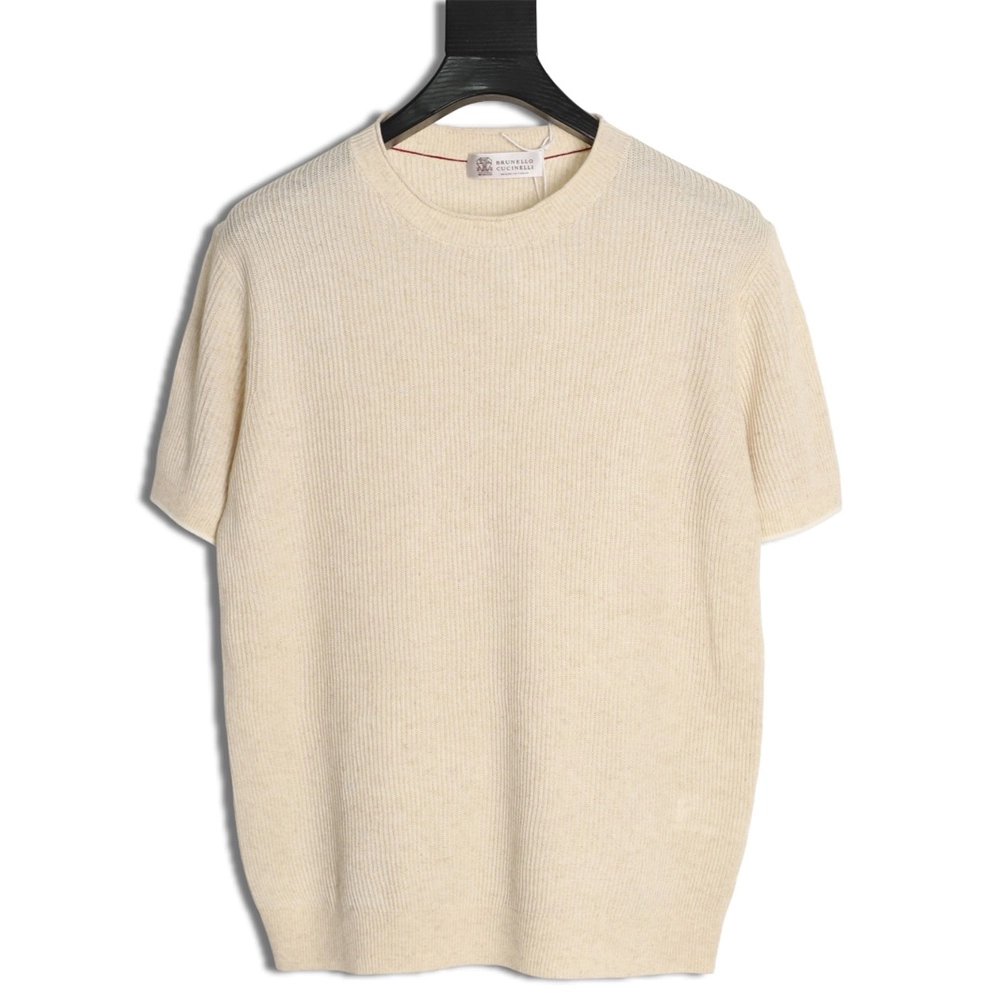 Brunello Cucinelli Round Neck Ribbed Neck Long Sleeve Knit Sweater,Brunello Cucinelli