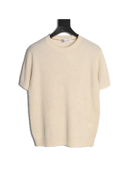 Brunello Cucinelli Round Neck Ribbed Neck Long Sleeve Knit Sweater,Brunello Cucinelli