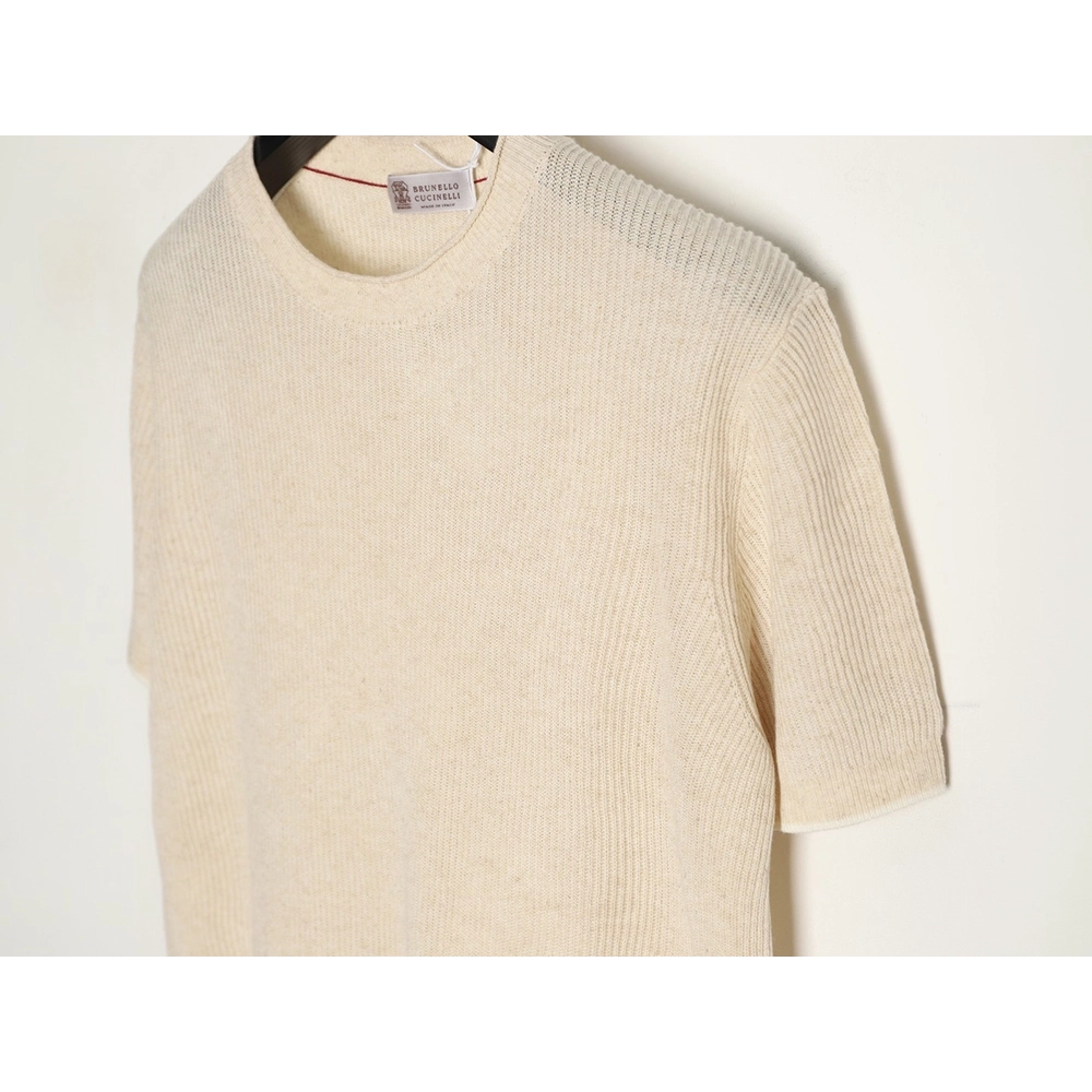 Brunello Cucinelli Round Neck Ribbed Neck Long Sleeve Knit Sweater,Brunello Cucinelli