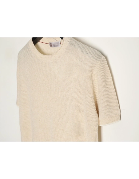 Brunello Cucinelli Round Neck Ribbed Neck Long Sleeve Knit Sweater,Brunello Cucinelli