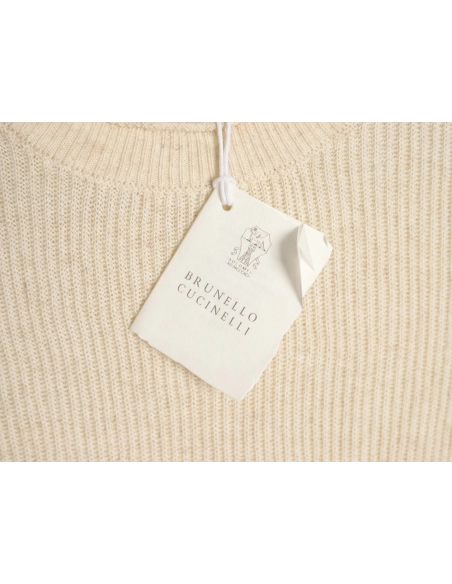 Brunello Cucinelli Round Neck Ribbed Neck Long Sleeve Knit Sweater,Brunello Cucinelli