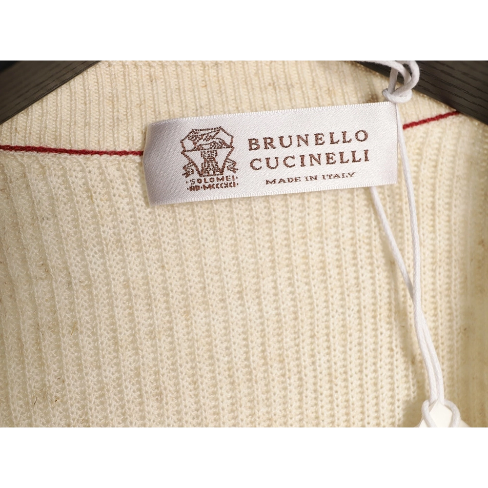 Brunello Cucinelli Round Neck Ribbed Neck Long Sleeve Knit Sweater,Brunello Cucinelli