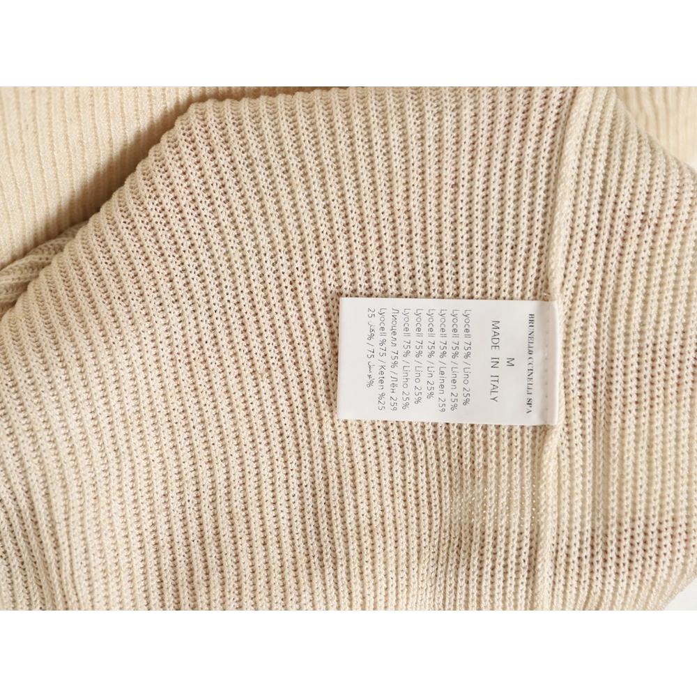 Brunello Cucinelli Round Neck Ribbed Neck Long Sleeve Knit Sweater,Brunello Cucinelli