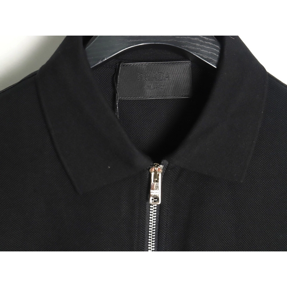 Prada Chest Pocket Half-Zip Polo Shirt Short-Sleeve TSK1,Prada