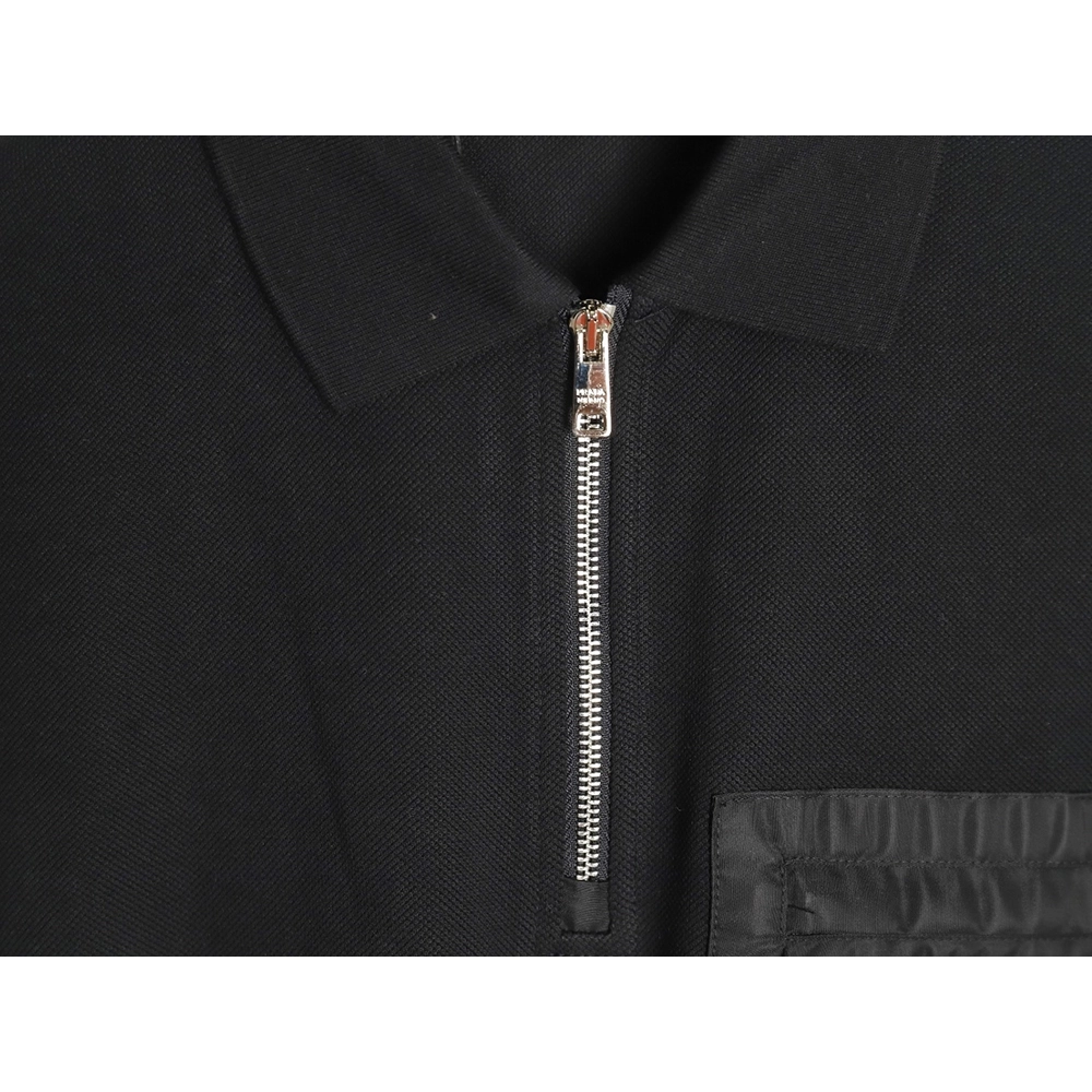 Prada Chest Pocket Half-Zip Polo Shirt Short-Sleeve TSK1,Prada