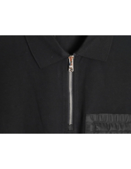 Prada Chest Pocket Half-Zip Polo Shirt Short-Sleeve TSK1,Prada