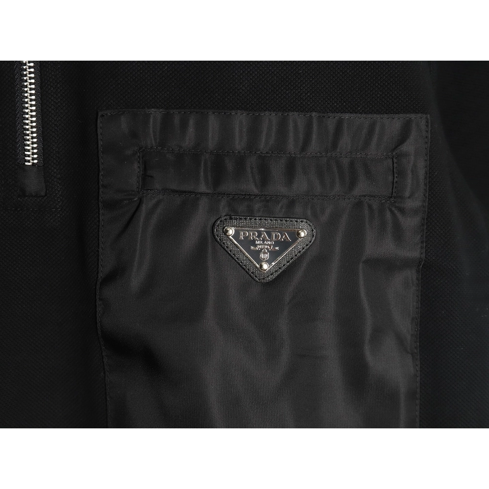 Prada Chest Pocket Half-Zip Polo Shirt Short-Sleeve TSK1,Prada