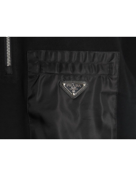 Prada Chest Pocket Half-Zip Polo Shirt Short-Sleeve TSK1,Prada