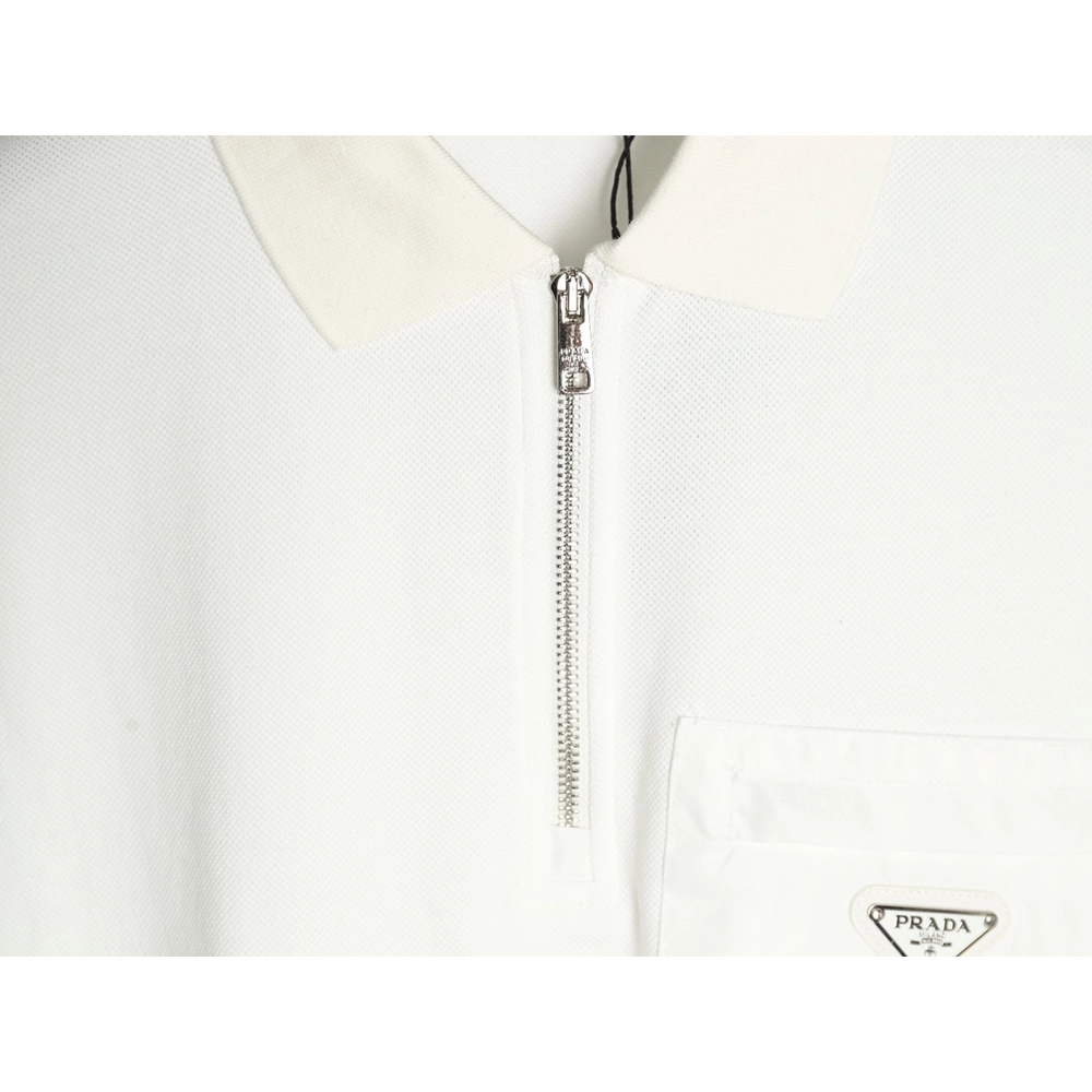 Prada Chest Pocket Half-Zip Polo Shirt Short-Sleeve,Prada