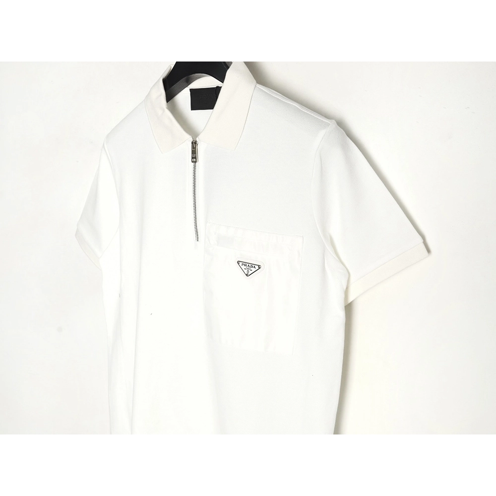 Prada Chest Pocket Half-Zip Polo Shirt Short-Sleeve,Prada