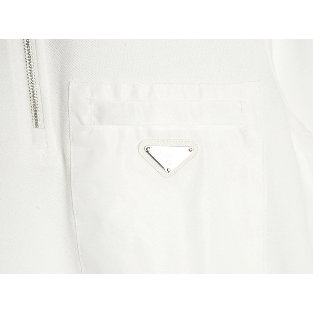 Prada Chest Pocket Half-Zip Polo Shirt Short-Sleeve,Prada