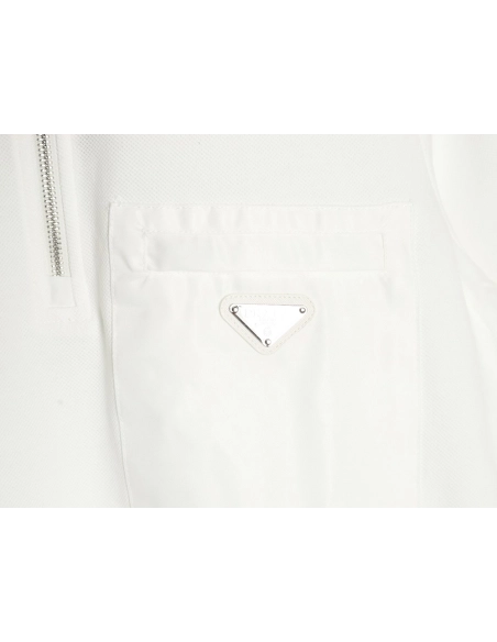 Prada Chest Pocket Half-Zip Polo Shirt Short-Sleeve,Prada