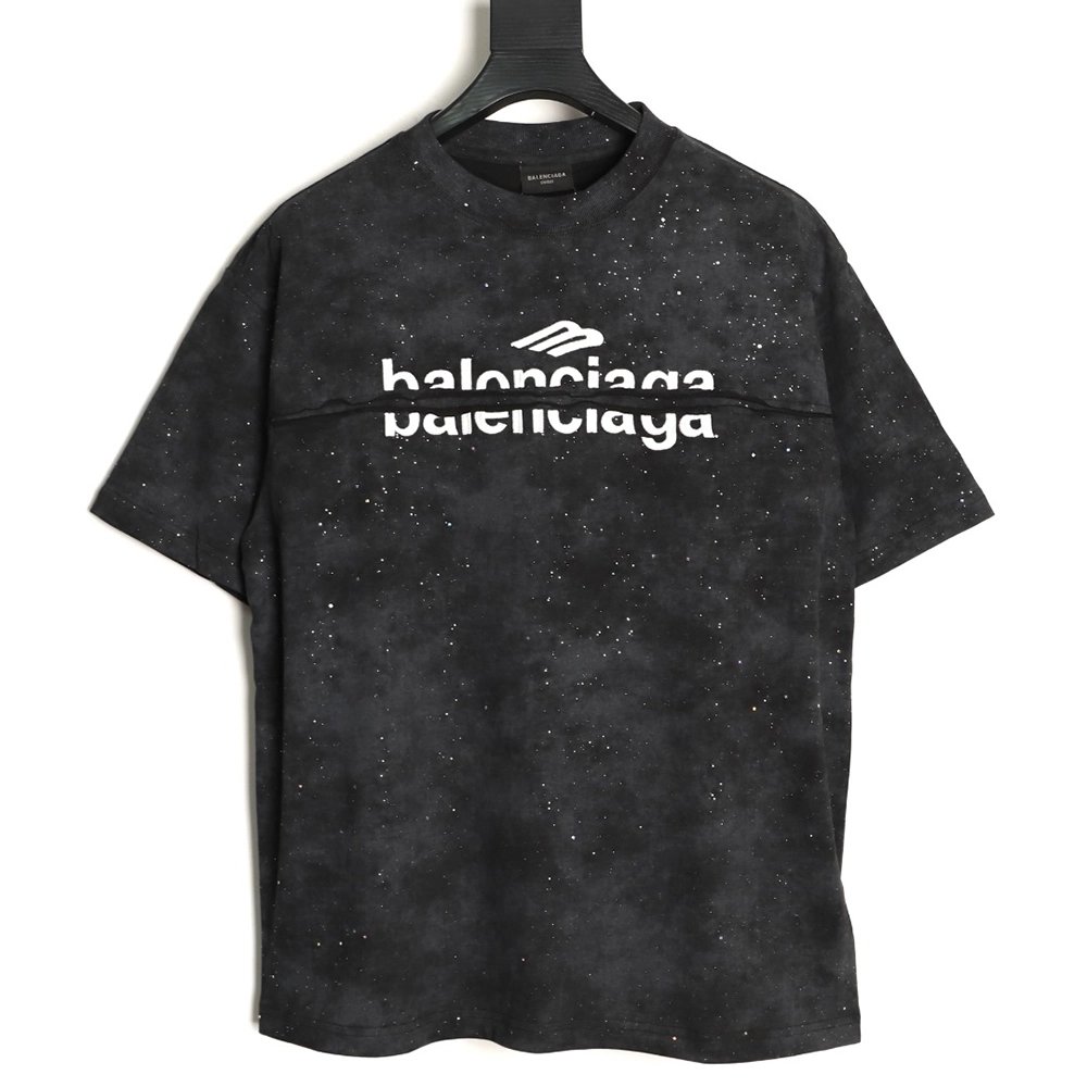 Balenciaga embroidered starry sky lettering crew neck short-sleeved T-shirt,Balenciaga