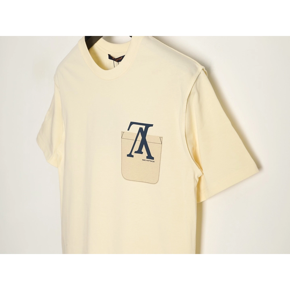 Louis Vuitton inverted logo lettering pocket print short-sleeved T-shirt,Louis Vuitton
