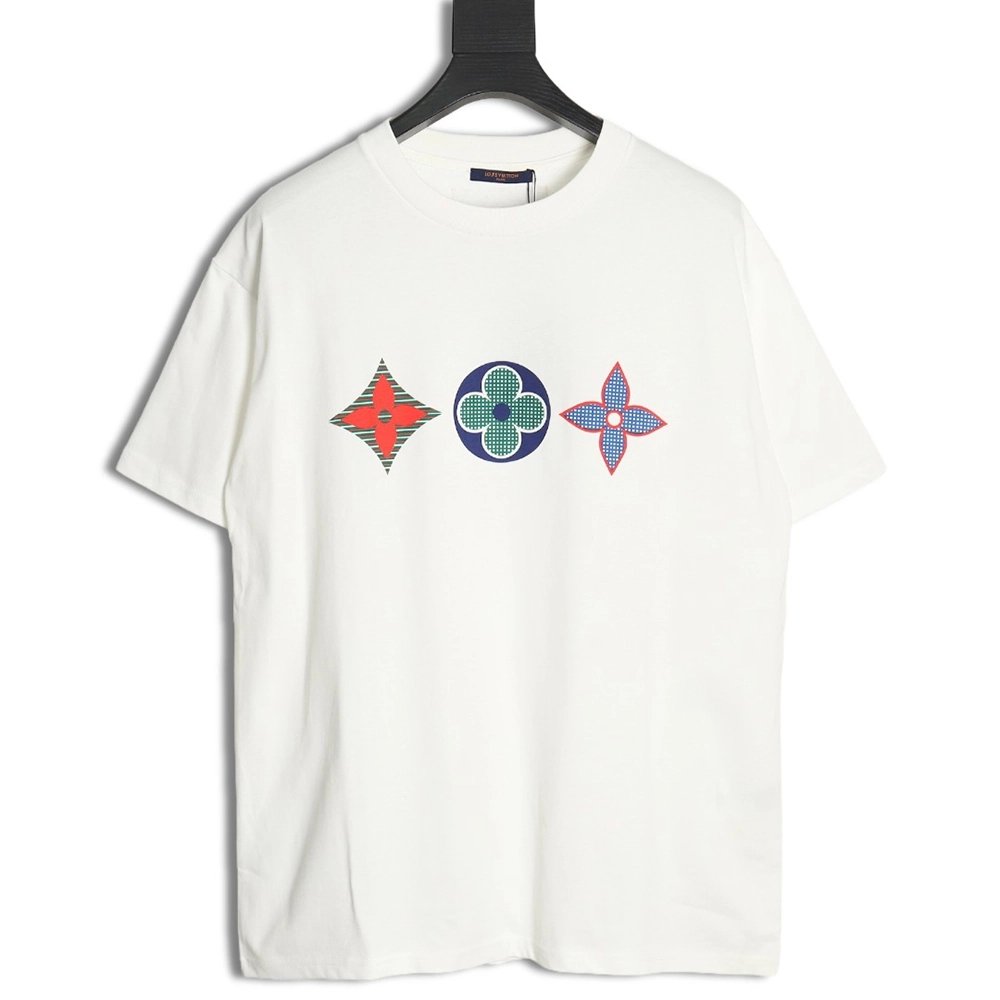 Louis Vuitton tri-flower logo print short-sleeved shirt,Louis Vuitton