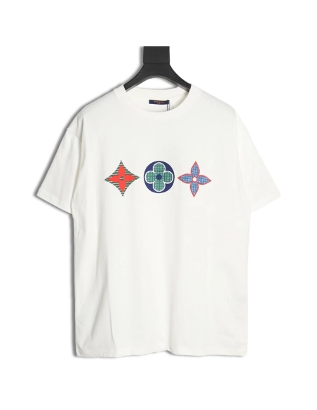 Louis Vuitton tri-flower logo print short-sleeved shirt,Louis Vuitton