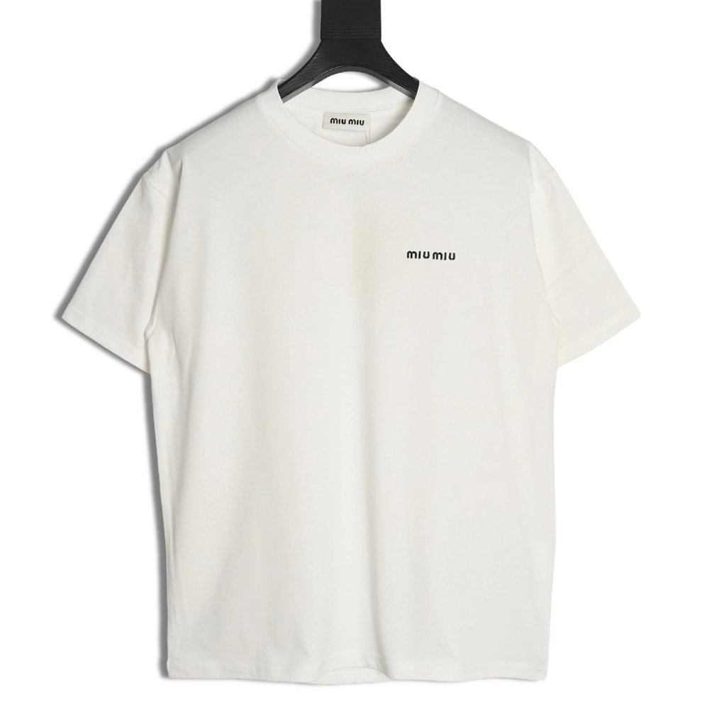 Miu Miu Classic Embroidered Logo T-Shirt,Miu Miu