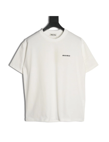 Miu Miu Classic Embroidered Logo T-Shirt,Miu Miu