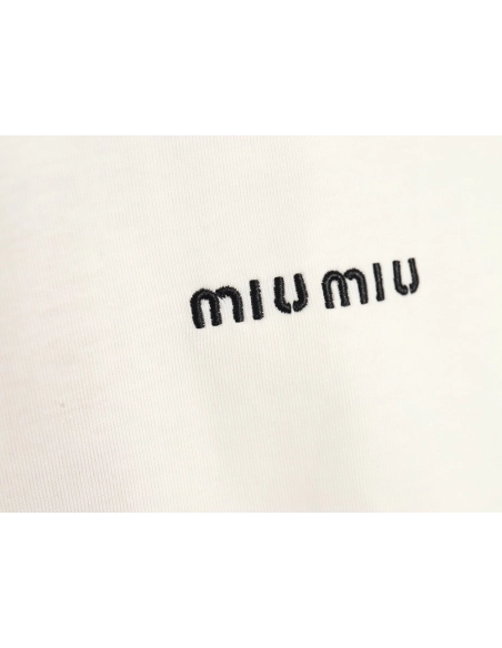Miu Miu Classic Embroidered Logo T-Shirt,Miu Miu