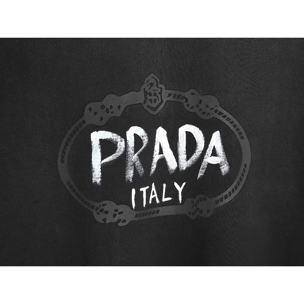 Prada Hand-Drawn Lettering Washed Crewneck Short-Sleeve T-Shirt TSK1,Prada