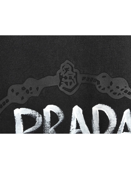 Prada Hand-Drawn Lettering Washed Crewneck Short-Sleeve T-Shirt TSK1,Prada