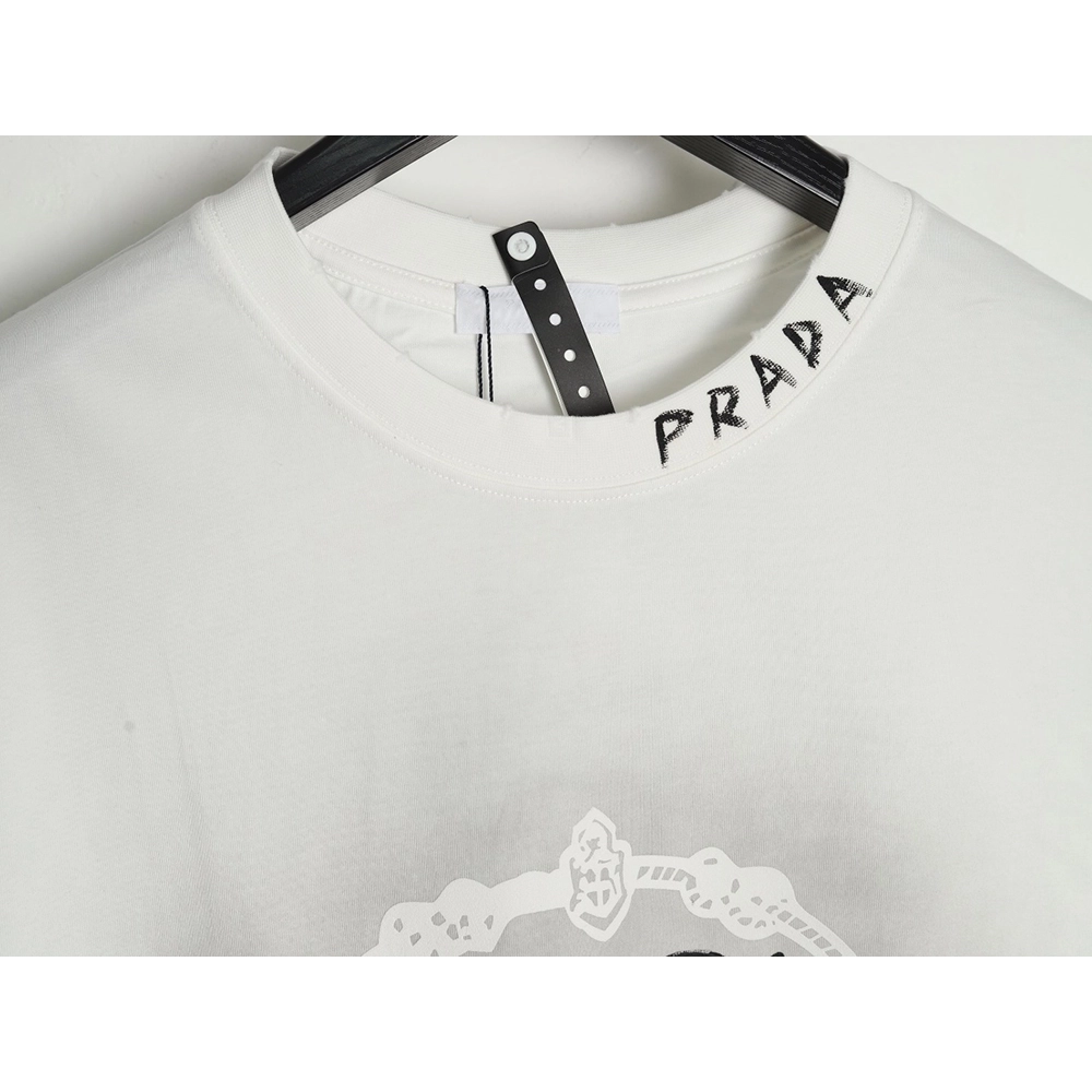 Prada Hand-Drawn Lettering Washed Crewneck Short-Sleeve T-Shirt,Prada