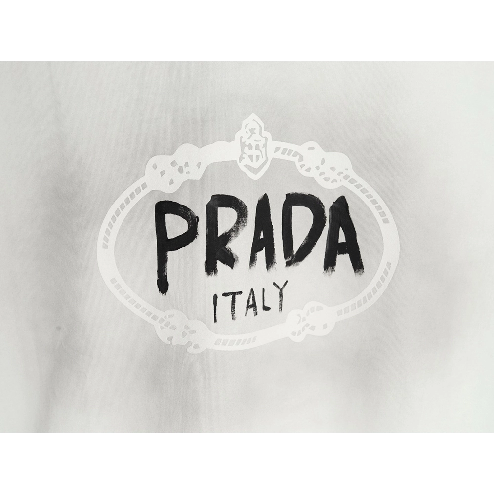 Prada Hand-Drawn Lettering Washed Crewneck Short-Sleeve T-Shirt,Prada