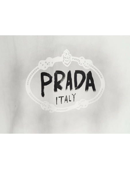 Prada Hand-Drawn Lettering Washed Crewneck Short-Sleeve T-Shirt,Prada