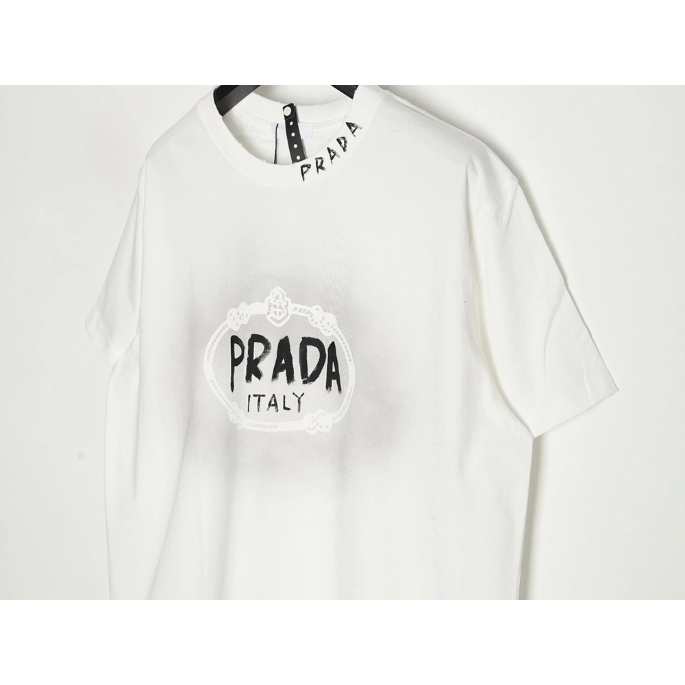 Prada Hand-Drawn Lettering Washed Crewneck Short-Sleeve T-Shirt,Prada